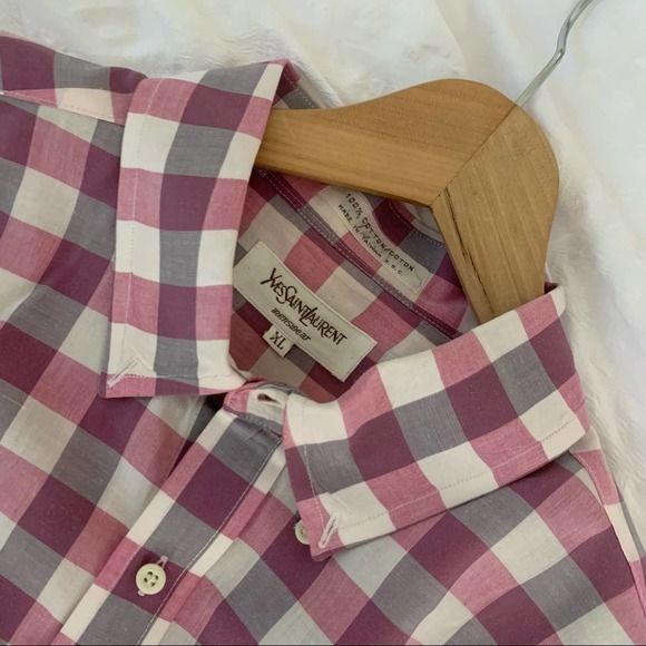 Yves Saint Laurent Other - 90’s Yves Saint Laurent YSL Pink Plaid Button Shirt